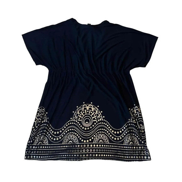 Swimsuits For All Women's Navy & Silver V-Neck Dress w/ Details Cover-up Size 26 - Picture 6 of 7